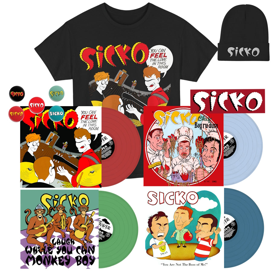 Albums, Feel Tee, Beanie, Buttons, and Sticker Bundle