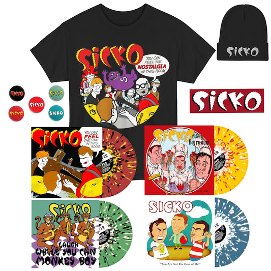 Albums, Nostalgia Tee, Beanie, Buttons, and Sticker Bundle